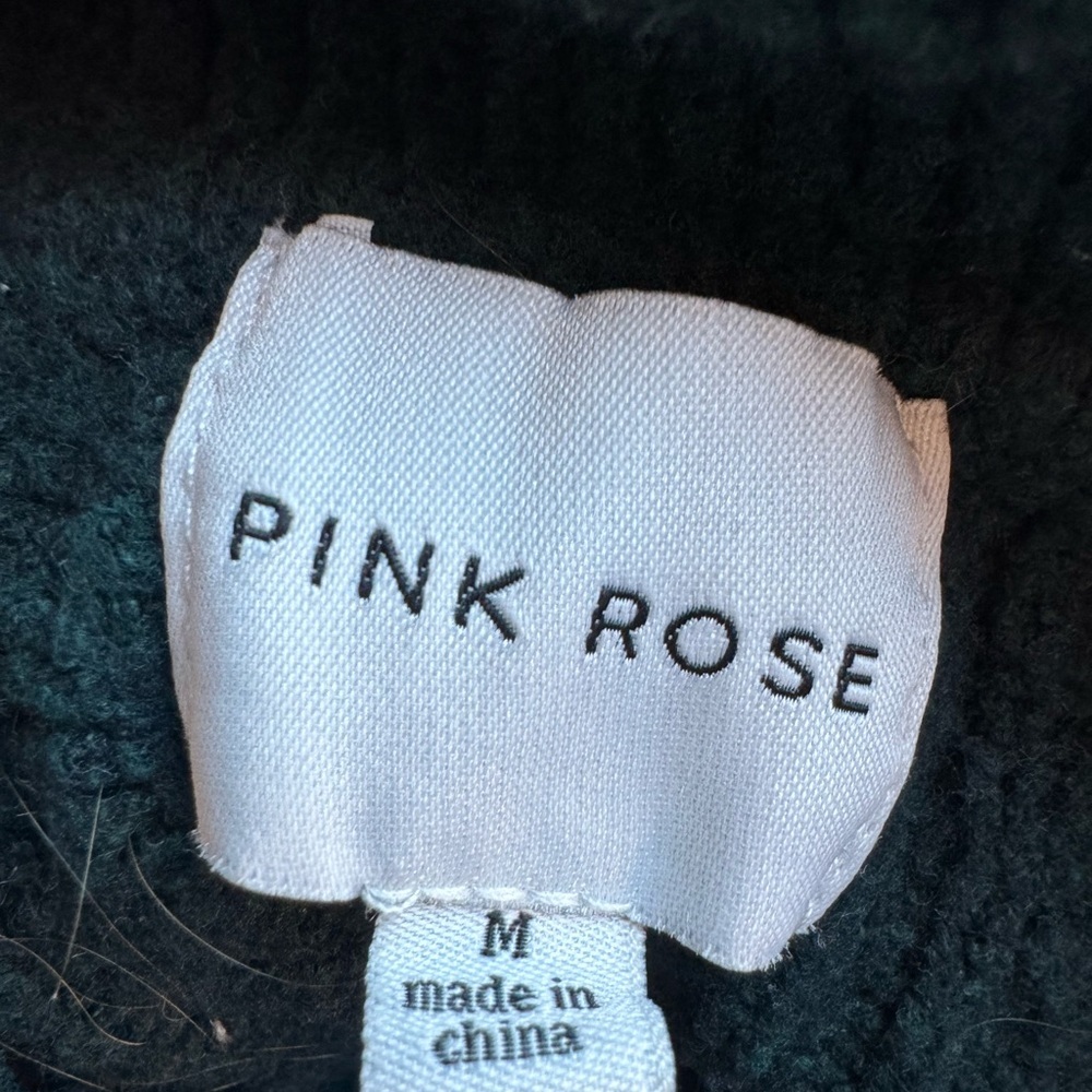 Pink Rose Cable Knit V-Neck Sweater - Deep Green - Picture 5 of 5